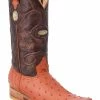 Guadalajara Western Wear White Diamond Avestruz Men's Versace Toe Boots - Cognac