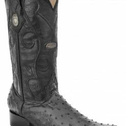 Guadalajara Western Wear White Diamond Avestruz Men's Versace Toe Boots - Black