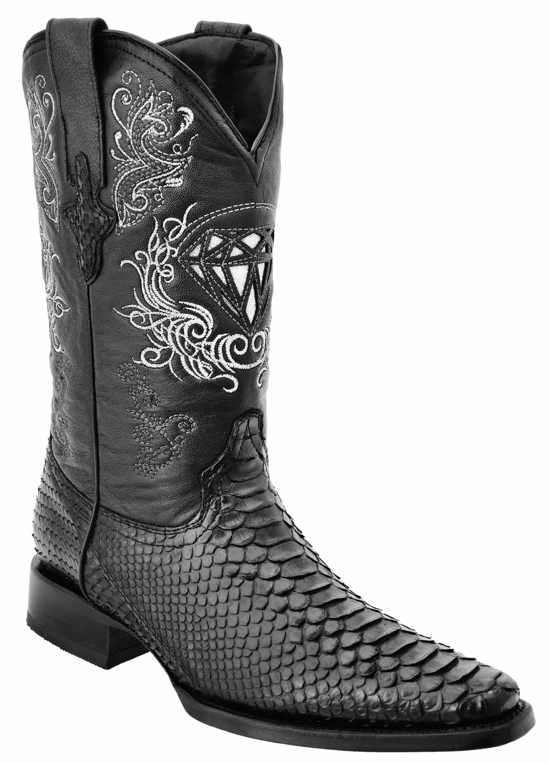 Guadalajara Western Wear White Diamond Python Versace Toe Men's Boots - Negro 3 Guadalajara Western Wear White Diamond Python Versace Toe Men's Boots - Negro