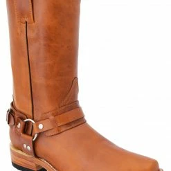 Guadalajara Western Wear White Diamond Square Toe Biker Boot - Honey
