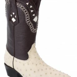 Guadalajara Western Wear White Diamond Avestruz Men's J Toe Boots - Bone