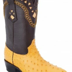 Guadalajara Western Wear White Diamond Avestruz Men's J Toe Boots - Butter