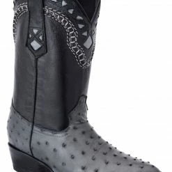 Guadalajara Western Wear White Diamond Avestruz Men's J Toe Boots - Gray