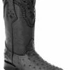 Guadalajara Western Wear White Diamond Avestruz Men's J Toe Boots - Black
