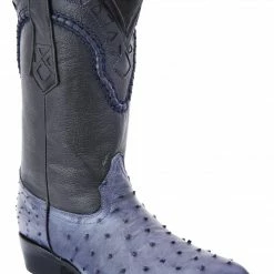 Guadalajara Western Wear White Diamond Avestruz Men's J Toe Boots - Blue