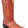 Guadalajara Western Wear White Diamonds Anguila J Toe Men's Boots - Cognac