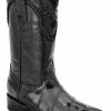 Guadalajara Western Wear White Diamonds Anguila J Toe Men's Boots - Black