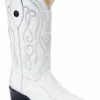 Guadalajara Western Wear White Diamond Pata De Avestruz J Toe Men's Boots - White