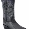 Guadalajara Western Wear White Diamond Pata De Avestruz J Toe Men's Boots - Black