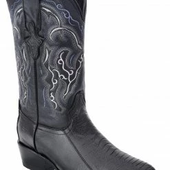 Guadalajara Western Wear White Diamond Pata De Avestruz J Toe Men's Boots - Black