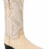 Guadalajara Western Wear White Diamond Ostrich Print Men's J Toe Boots - Orix