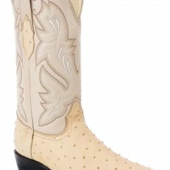 Guadalajara Western Wear White Diamond Ostrich Print Men's J Toe Boots - Orix