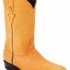 Guadalajara Western Wear White Diamond Ostrich Print Men's J Toe Boots - Butter