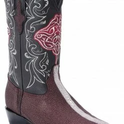 Guadalajara Western Wear White Diamond Mantarraya J Toe Men's Boot - Wine