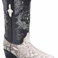 Guadalajara Western Wear White Diamond Python J Toe Men's Boots - Natural