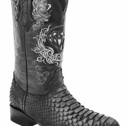 Guadalajara Western Wear White Diamond Python J Toe Men's Boots - Black