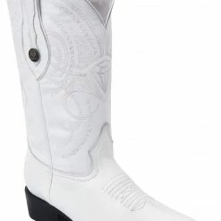 Guadalajara Western Wear White Diamond Deer Imitation J Toe Men's Boots - White