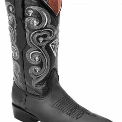 Guadalajara Western Wear Cowboy Boots / Botas Vaqueras White Diamond Crazy J Toe Men's Boots - Black