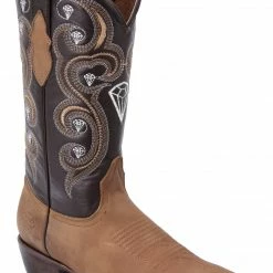 Guadalajara Western Wear Cowboy Boots / Botas Vaqueras White Diamond Crazy J Toe Men's Boots - Brown