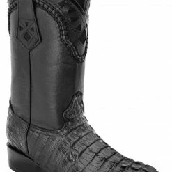 Guadalajara Western Wear White Diamond Caiman J Toe Men's Boot - Black
