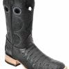 Guadalajara Western Wear White Diamond Caiman Wide Square Toe Men's Boot - Black
