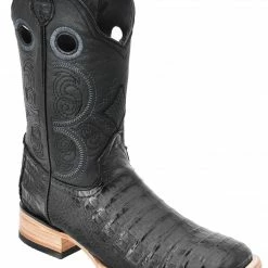 Guadalajara Western Wear White Diamond Caiman Wide Square Toe Men's Boot - Black