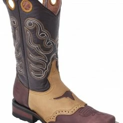 Guadalajara Western Wear White Diamond Square Toe Men's Boots - Brown