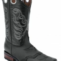 Guadalajara Western Wear White Diamond Square Toe Men's Boots - Black