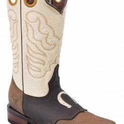 Guadalajara Western Wear White Diamond Square Toe Men's Boots - Brown / Orix