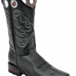 Guadalajara Western Wear White Diamond Square Toe Men's Boots - Black