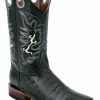 Guadalajara Western Wear White Diamond Caiman Belly Print Square Toe Men's Boots - Black