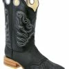 Guadalajara Western Wear White Diamond Wide Square Toe Men's Boots - Black