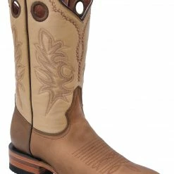 Guadalajara Western Wear White Diamond Square Toe Men's Boots - Beige