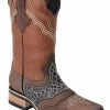 Guadalajara Western Wear White Diamond Square Toe Men's Boots - Brown