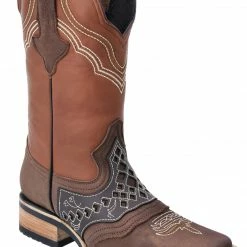 Guadalajara Western Wear White Diamond Square Toe Men's Boots - Brown