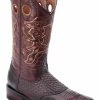 Guadalajara Western Wear White Diamond Square Toe Men's Boots - Brown