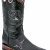 Guadalajara Western Wear White Diamond Square Toe Men's Boots - Black