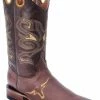 Guadalajara Western Wear White Diamond Square Toe Men's Boots - Brown