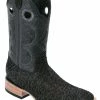 Guadalajara Western Wear White Diamond Bull Shoulder Wide Square Toe Men's Boots - Black
