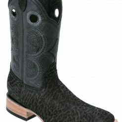 Guadalajara Western Wear White Diamond Bull Shoulder Wide Square Toe Men's Boots - Black