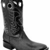 Guadalajara Western Wear White Diamond Lizard Square Toe Men's Boots - Black