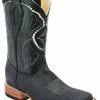 Guadalajara Western Wear White Diamond Elephant Print SquareToe Men's Boot - Black