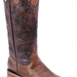 Guadalajara Western Wear White Diamond Brown/Honey Square Toe Women Boot