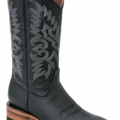 Guadalajara Western Wear White Diamond Black Square Toe Women Boot