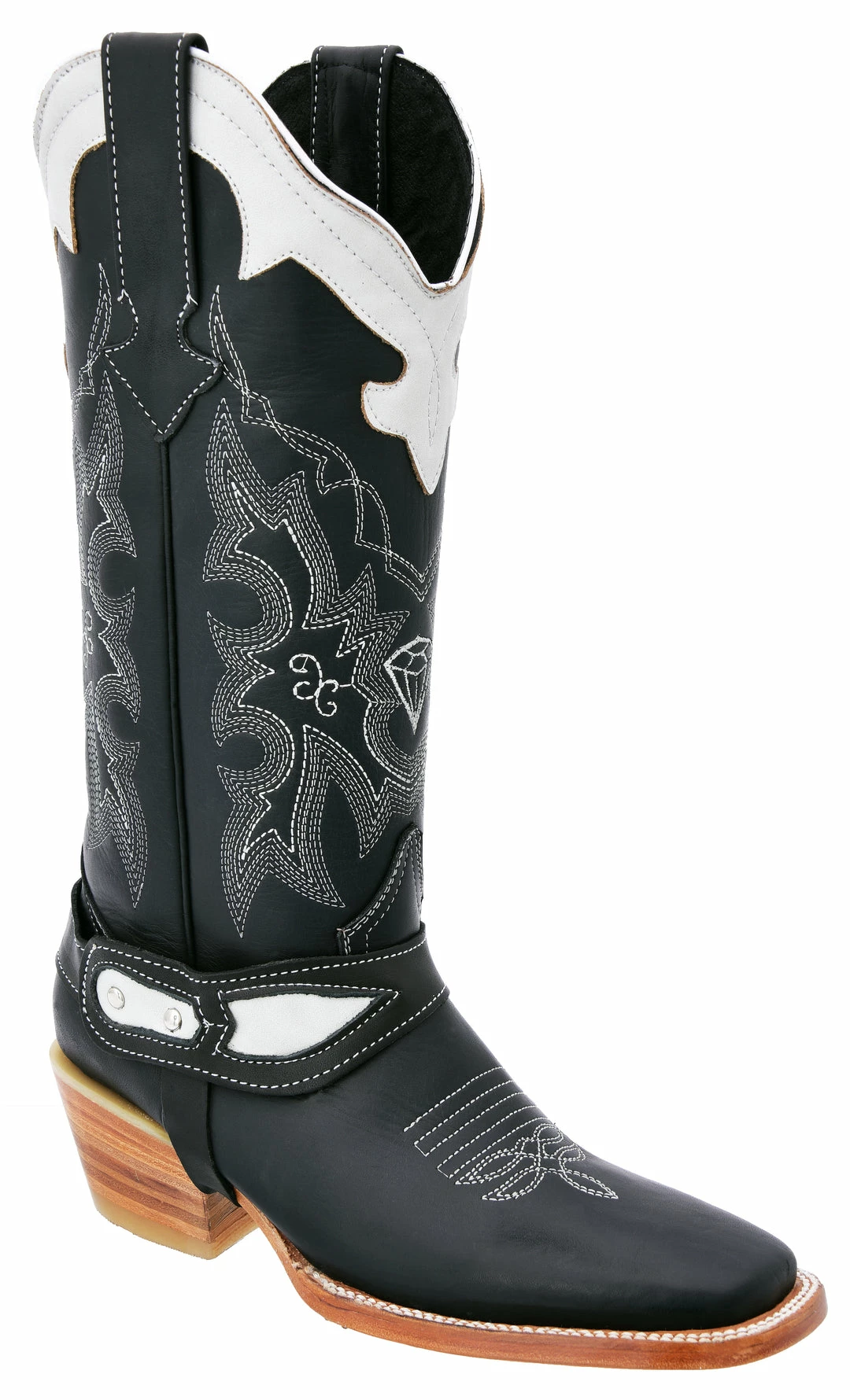 Guadalajara Western Wear White Diamond Black/White Square Toe Women Boot 3 Guadalajara Western Wear White Diamond Black/White Square Toe Women Boot