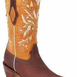 Guadalajara Western Wear White Diamond Honey/Brown Square Toe Women Boot