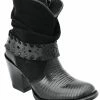 Guadalajara Western Wear White Diamond Black Lizard Round Toe Short Women Boot 1 Guadalajara Western Wear White Diamond Black Lizard Round Toe Short Women Boot