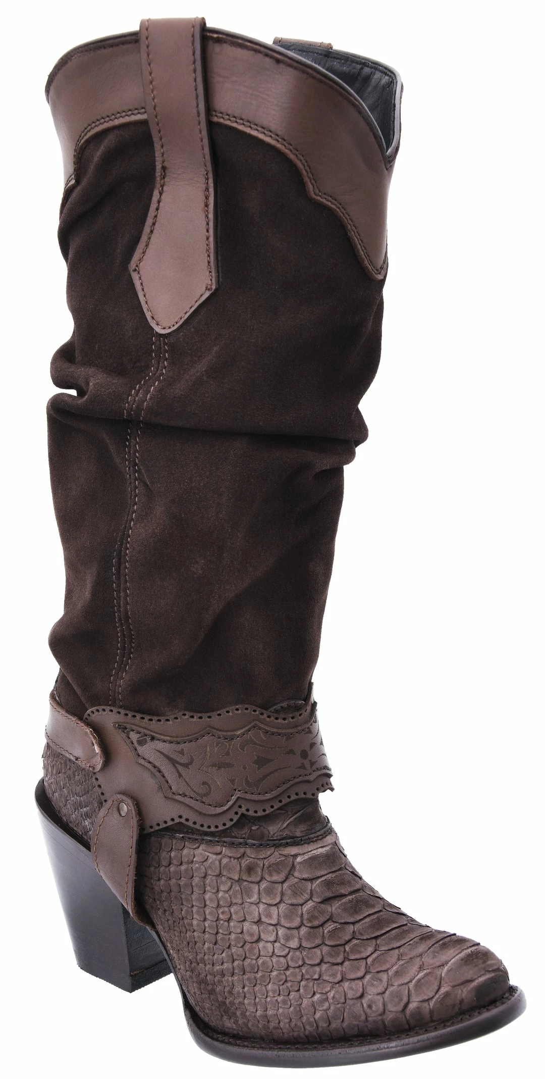 Guadalajara Western Wear White Diamond Brown Python Round Toe Women Boot 3 Guadalajara Western Wear White Diamond Brown Python Round Toe Women Boot