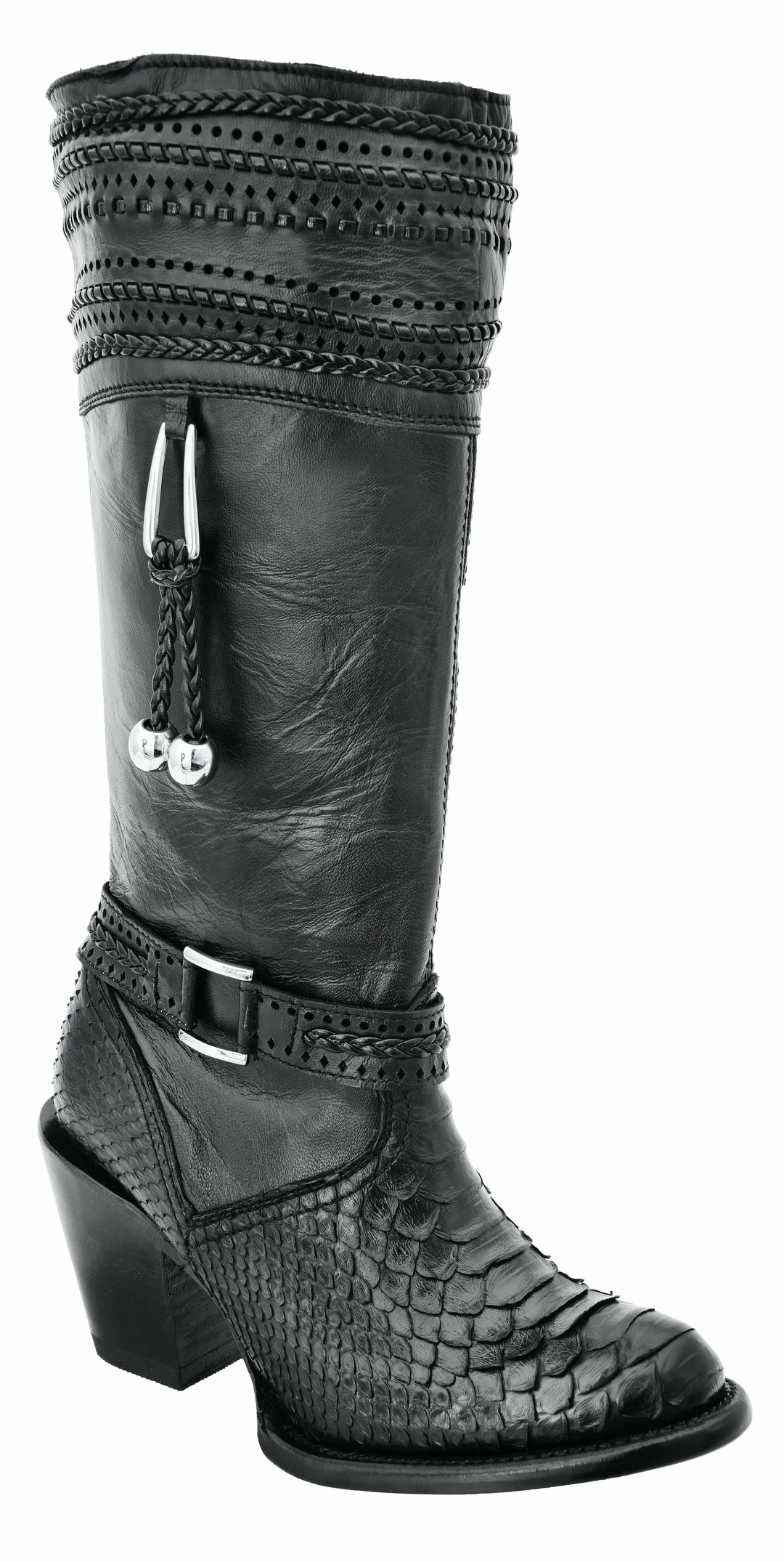 Guadalajara Western Wear White Diamond Black Python Round Toe Women Boot 3 Guadalajara Western Wear White Diamond Black Python Round Toe Women Boot