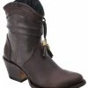 Guadalajara Western Wear White Diamond Brown Round Toe Short Women Boot